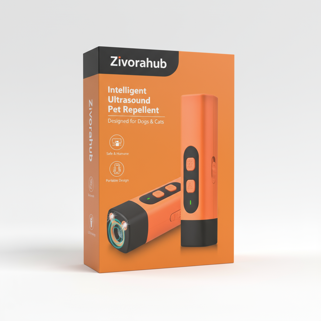 ultrasonic anti-bark dog trainer in orange, front view